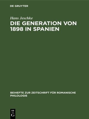 cover image of Die Generation von 1898 in Spanien